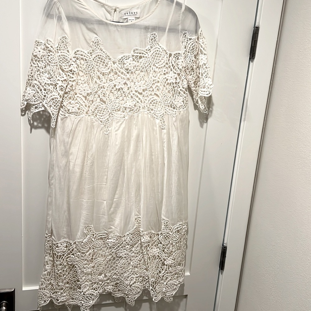 White Velvet by Graham and Spencer lace detailed midi dress